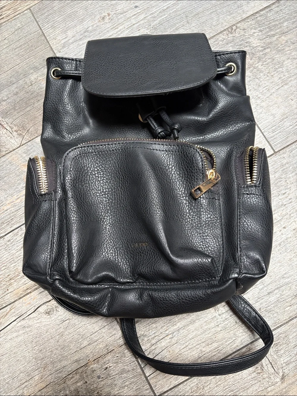 Aldo Black Leather Backpack